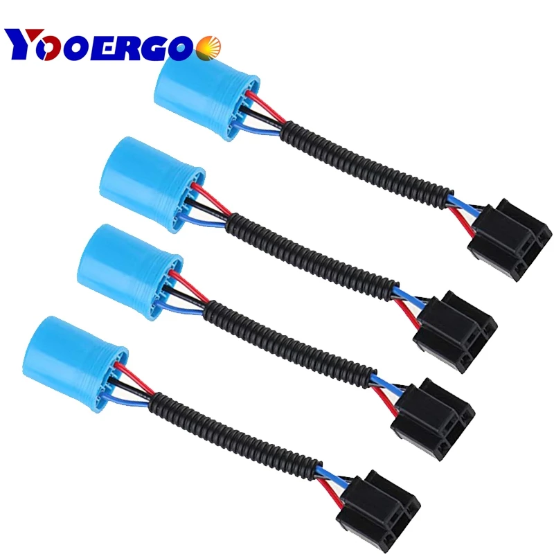 

4 PCS 9007 Male to H4 Female Adapter Headlight Conversion Cable for Hummer H2 Jeep Wrangler JK TJ 7inch LED Headlight
