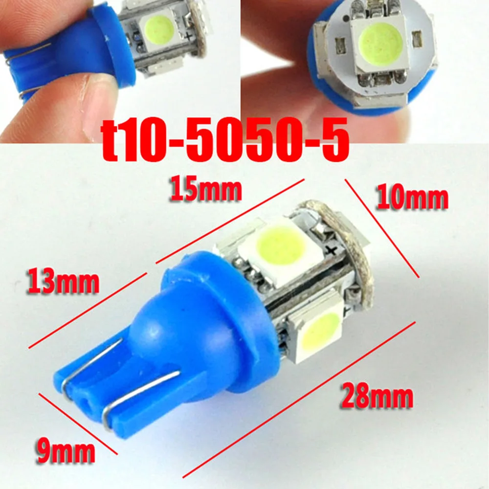 10 шт. 28*10 мм Авто 12 V 1 W 6000 K 60LM T10 5050 5SMD светодиодный свет широкий индикатор лампа приборной панели лампа для чтения