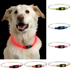 Освещение Pet батарея воротник для ночь Регулируемый осветить цепочки и ожерелья предупредить эффект через мигающие светодиодные собака