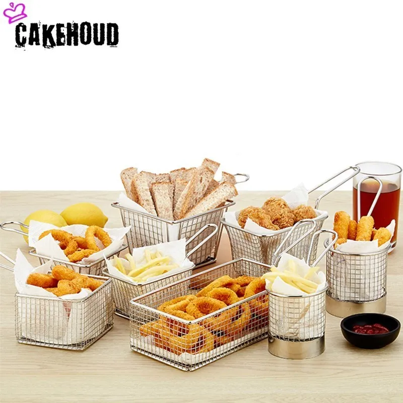 

CAKEHOUD Stainless SteelMini Frying Filter French Fries Basket Fruit And Vegetable Sieve Dessert Basket Kitchen Cooking Colander