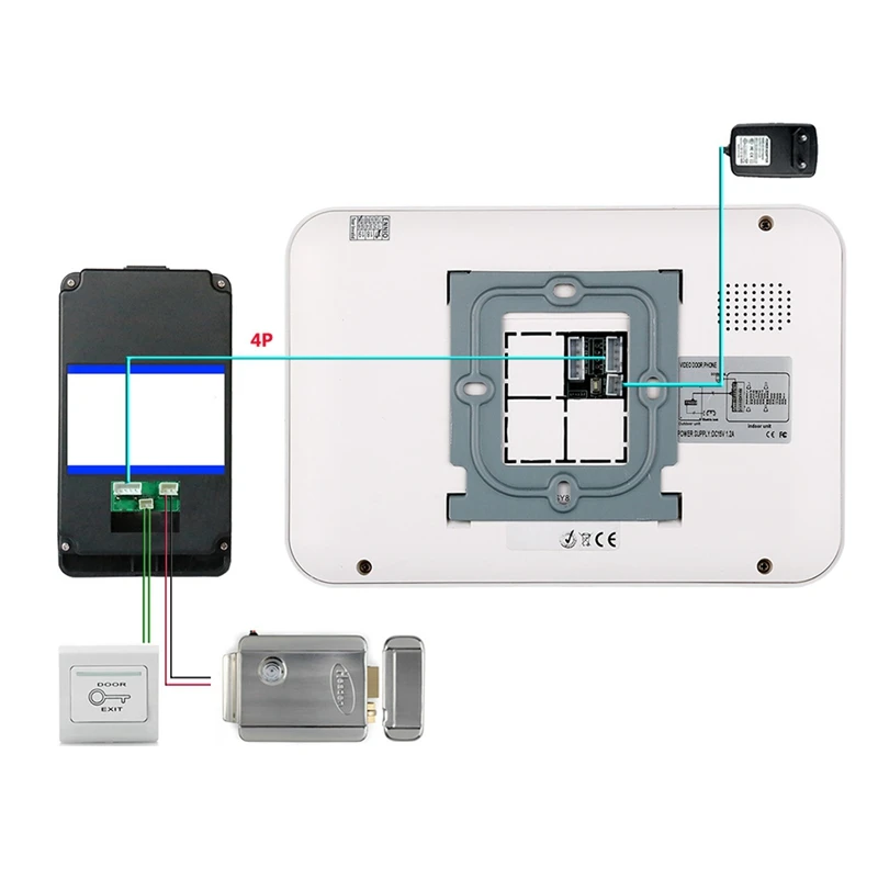 

Mountainone 7 Inch Password Access Control Card Night Visual Intercom Doorbell Rain Infrared Intercom System White +Black Abs