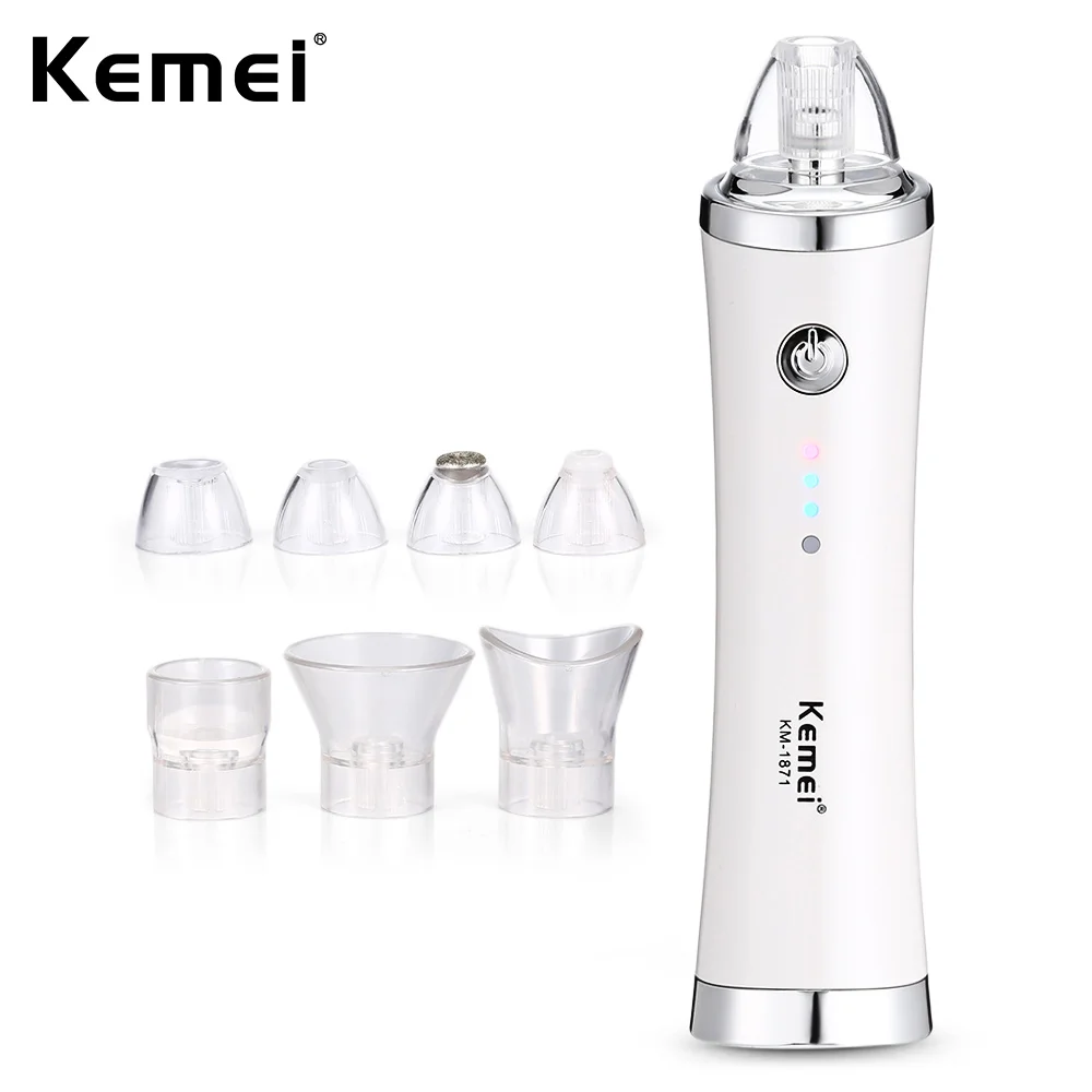 

Kemei 7 in 1 Pore Vacuum Blackhead Remover Facial Suction Acne Pimple Cleaner Face Skin Care Face Clean Machine Removal Tool