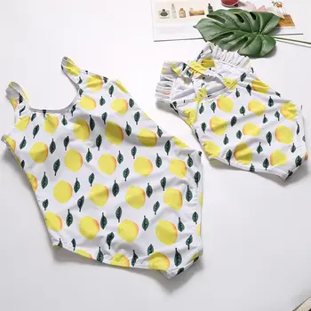 

Mama Bebes Matching Swimsuits for Family Look Clothing Mommy and Me Swimsuit 2019 Lemon Frint Mom and Daughter Matching Clothes