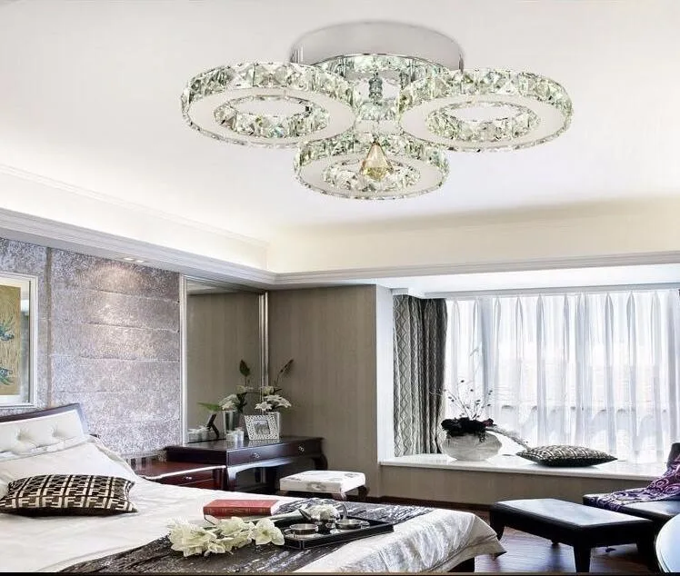 Lustre de Teto Lâmpada do Teto para Bedroon Cristal Iluminação Anéis Moderno 30 w Led Lustres Luminaria Plafond Luminárias 3 6 Luzes de teto