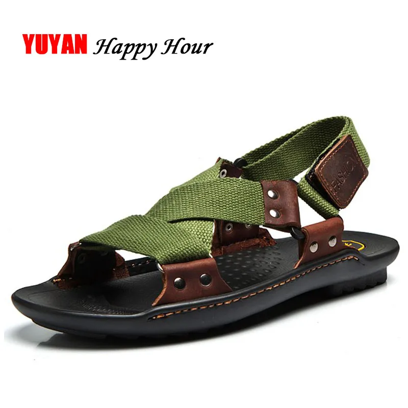 New Summer Sandals Men Canvas Shoes Flat Beach Sandals Male High