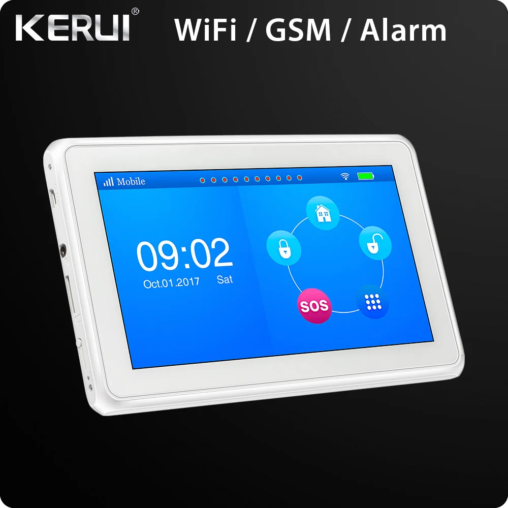 KERUI 7 дюймов TFT Дисплей Сенсорный экран аварийная сигнализация wifi GSM домашняя