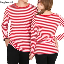 Полосатая мужская с длинным рукавом Женские футболки Повседневная весенне-осенняя футболка Loves Boy and girl черно-белые полосатые топы больших размеров