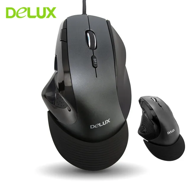 Best Offers Delux M910 Wired Gaming Mouse Ergonomic Vertical Mouse 9D 4000 DPI USB Wireless Mice with Wrist Mat for PC Laptop Game Player 