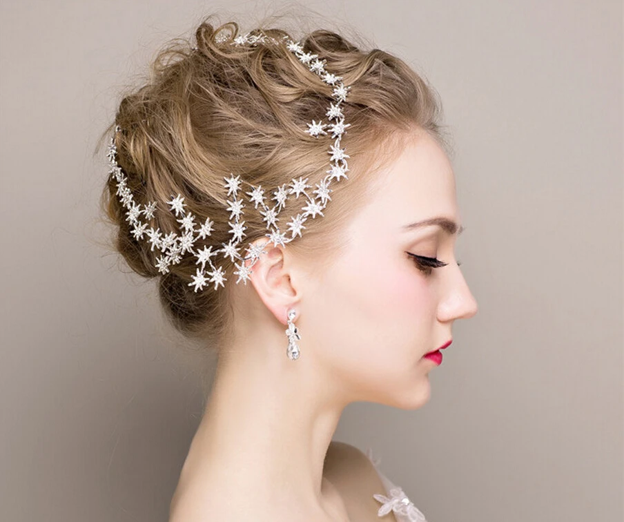 Fashion bridal hair jewelry crystal stars hairband tiara bridal hair