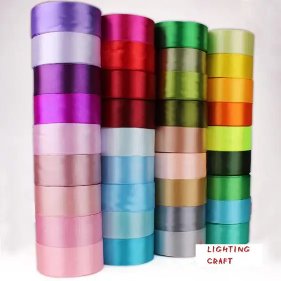 Multi colors (1-1/2")38mm satin ribbons reel  75yards(25*yards3 rolls) for wedding celebration decoration and craft diy