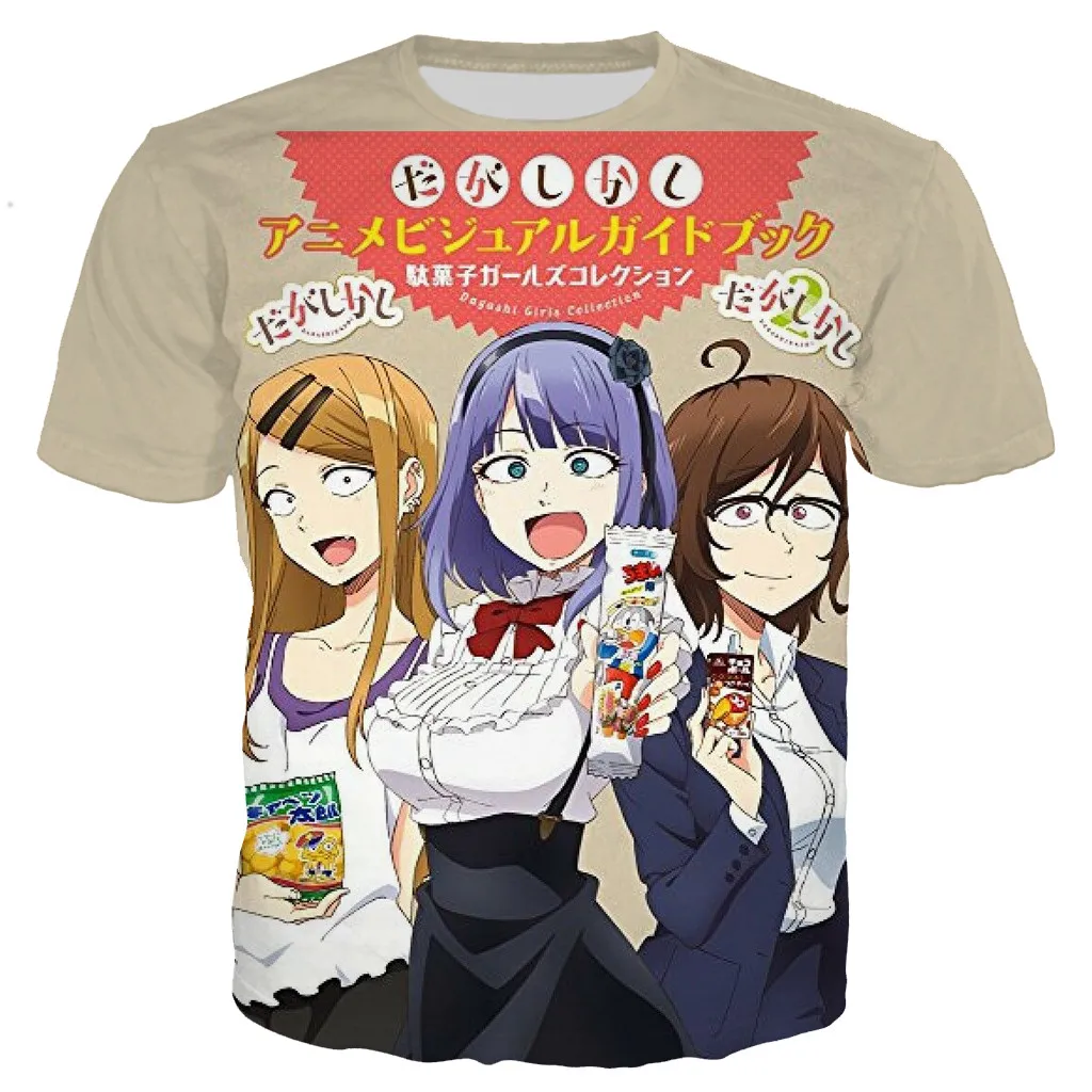 Аниме Dagashi каши милые мужские рубашки 3D печатная Футболка забавные модные летние
