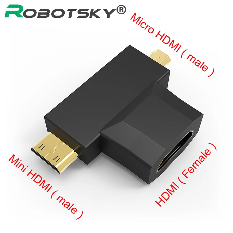 

3 in 1 Micro Mini HDMI to HDMI Converter Male to Female HDMI Adapter Cable Gold-plated 1080P for HDTV Projector