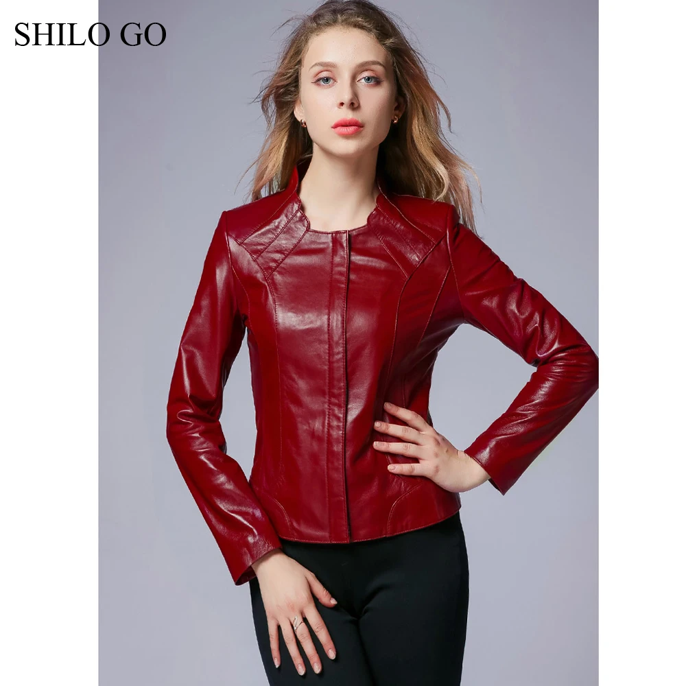 Кожаная куртка SHILO GO осенняя модная из натуральной овчины с воротником на молнии
