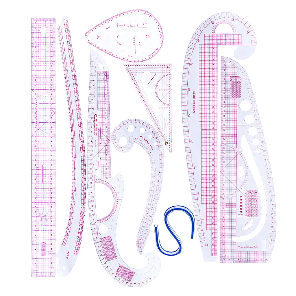 9Pcs Multi Styles French Curve Ruler Set for Dressmakers Clothing Sewing Pattern Making