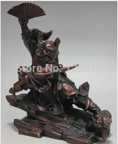 

9 Red Copper Bronze Feng shui God Zhong Kui ChungKuel Catch Devil Ghost Statue