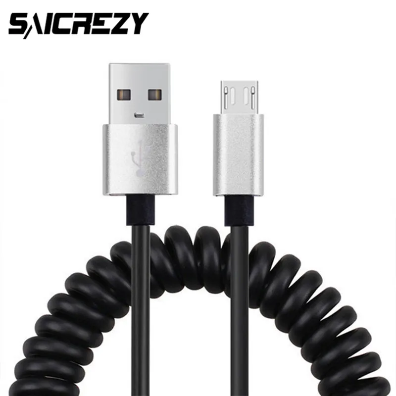 

Saicrezy 1M Flexible Elastic Stretch Micro USB Charger Spring Spiral Coiled Cord for Huawei Xiaomi HTC Sony Samsung Lenovo