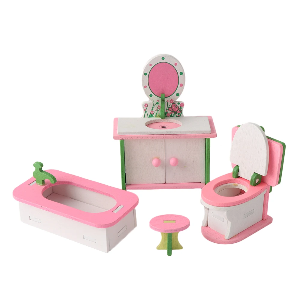 

1 Set New Dolls Room Mini Wooden Furniture Doll House Building Model 3D Furniture Set DIY House Decoration Educational Toys Gift