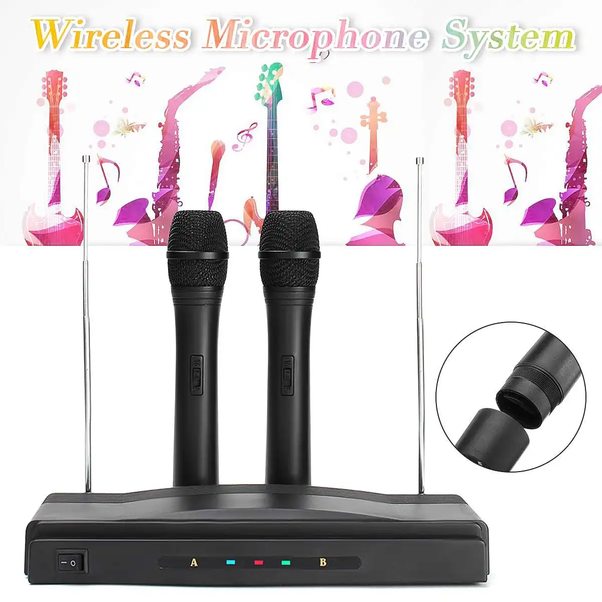 AC220V VHF الميكروفونات المزدوج يده ميكروفون لاسلكي لاسلكية + استقبال نظام DJ كاريوكي اجتماع خطاب المنزل الصوت بصوت عال