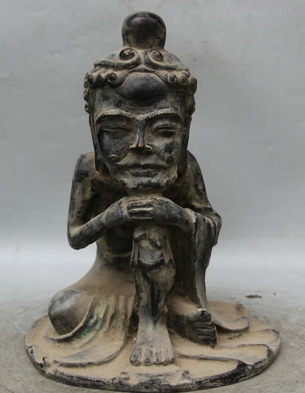 

USPS to USA S2283 14" Old Chinese Buddhism Bronze Seat Arhat Damo Bodhidharma Dharma Buddha Statue (B0328)