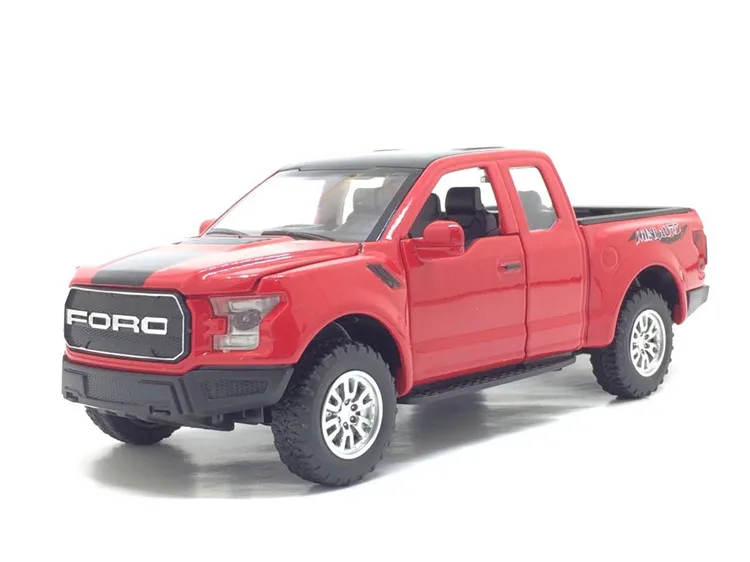 Мини-Игрушечный Грузовик 1:32 модель игрушечного автомобиля для Ford F150 Raptor звуковой светильник автомобиль детские игрушки - Цвет: Красный