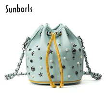 Bolsos de las mujeres famosas marcas de moda del remache señora 5V3153 bucket bag ladies pequeño crossbody del hombro bolsos de alta calidad
