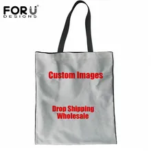 FORUDESIGNS/Индивидуальные изображения или логотипы хозяйственные сумки Экологичные большие льняные сумки для хранения повседневные холщовые сумки Прямая