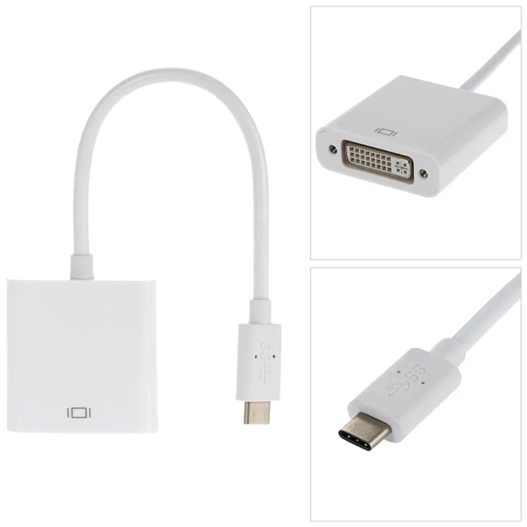 100 шт. USB3.1 папа Type-C к DVI Женский дисплей адаптер Поддержка 1080P видео для Apple Macbook Air Pro