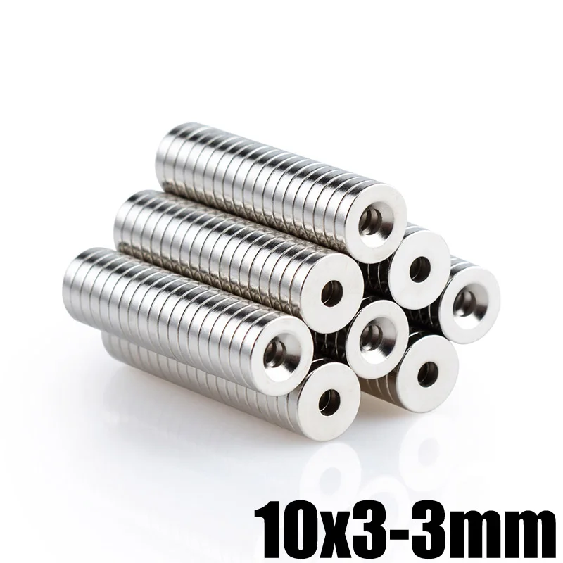 

10Pcs Neodymium Magnet Ring 10x3mm With Hole 3mm Permanent N35 Small Round Super Strong Powerful Magnetic Magnets For Craft