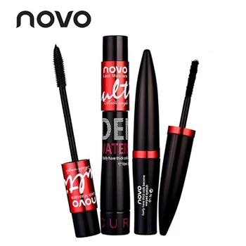 

NOVO Brand 2Pcs combination Waterproof Mascara Eye Eyelashes Makeup 3d Fiber Lashes slender Dense Natural curl