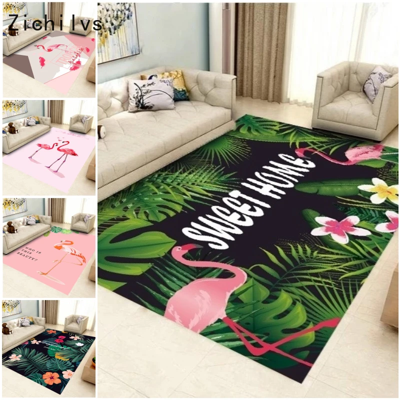 Zichilvs Vertical Rug 3D Printed Carpet Flamingo Living Room Bedroom Peacock Coffee Table Mat Tatami Blanket Study Household