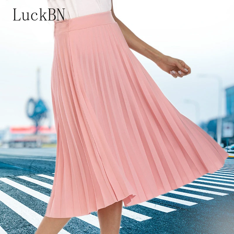 Women Skirts High Quality Spring Autumn Skirts Elegant Women's Pleated Length Skirt Hot Fashion Thick Breathble Casual Tunic