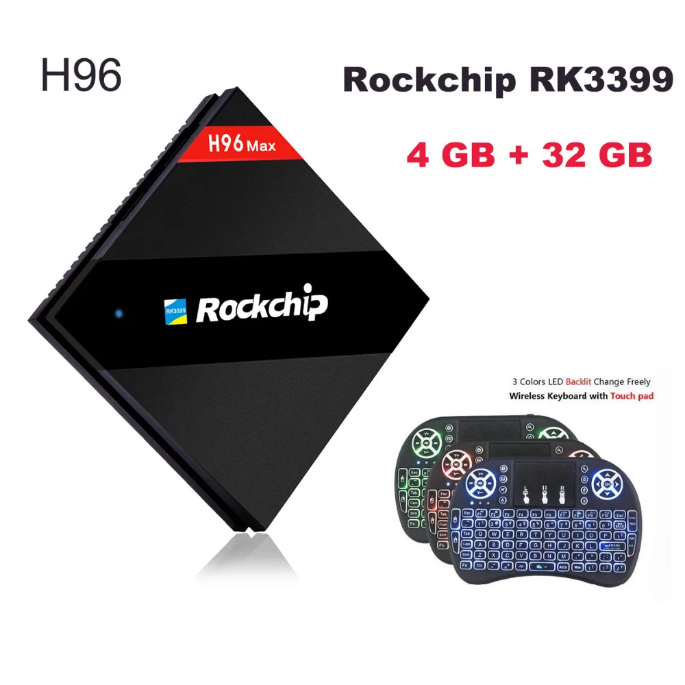 

H96 MAX TV BOX Android 7.1 4GB 32GB Rockchip RK3399 CPU 802.11AC 2.4G 5G WIFI BT4.0 1000M LAN USB3.0 Type-c 4K HD Media Player