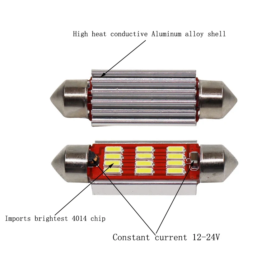 Гирлянда ксеноновые Белый C5W C10W SV8.5 лампы 4014 12SMD Canbus Нет Ошибка Авто светодиодные лампы интерьера Купол автомобилей Чтение свет DC12V 4 шт