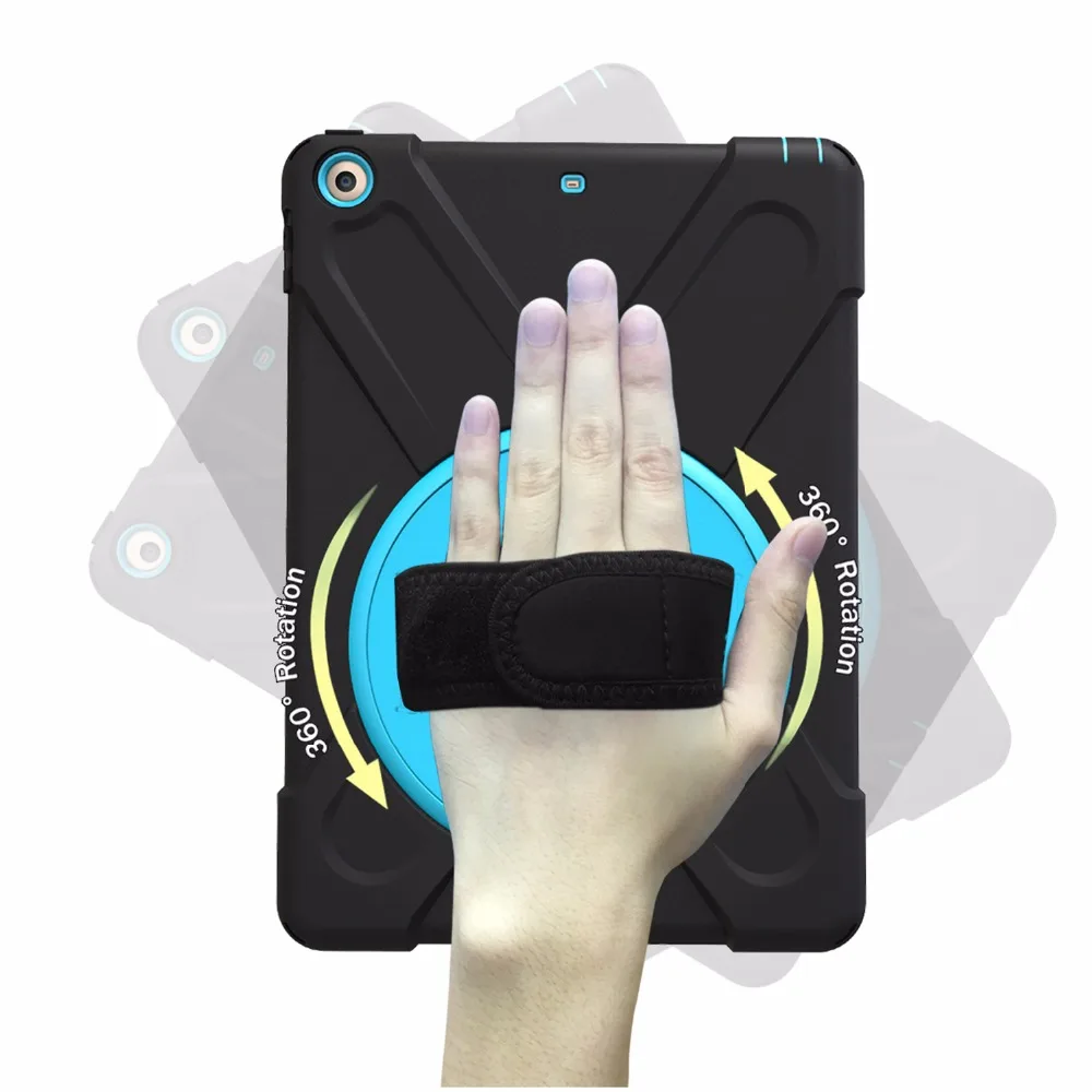 360 Вращающийся бронированный противоударный чехол для Apple iPad 9,7 5th 6th поколения ручной плечевой ремень чехол Coque Funda
