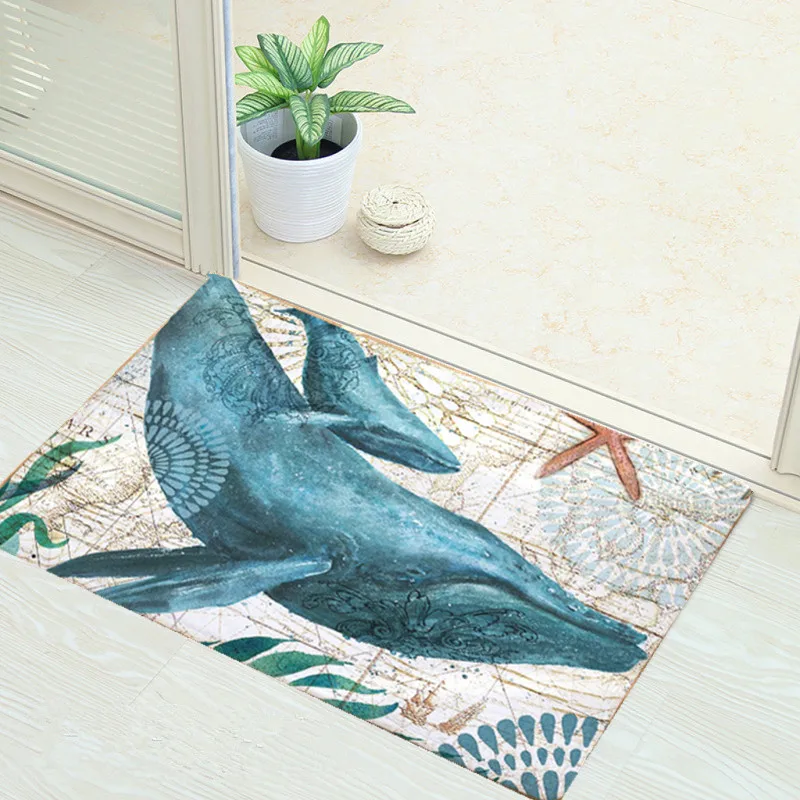 1Pc 40x60cm Printed Sea Animal Turtle Pattern Mats Bedroom Bathroom