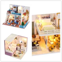Деревянные кукольные домики Миниатюрный Кукольный дом мебель набор игрушек для детей Рождественский подарок DIY Кукольный дом