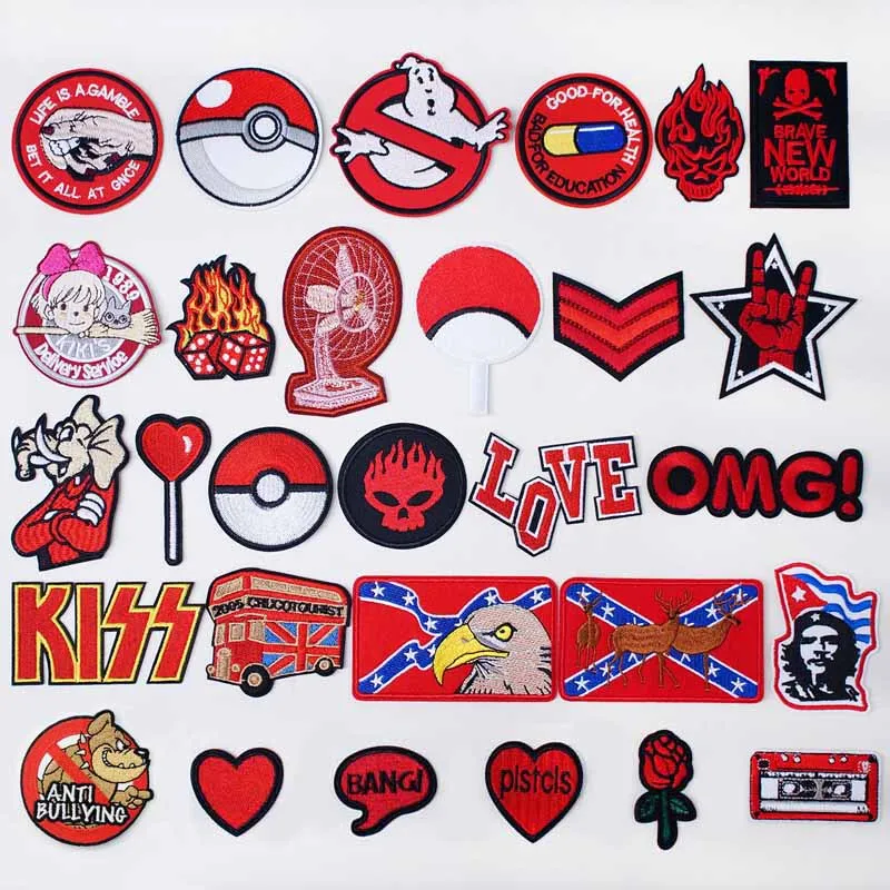

Red Blush Iron On Patches Badges for Sew Seam Tailoring Clothes Suits of Coat Jacket Trousers T-shirt Pants Ornament Apparel