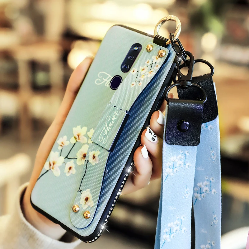 

Fashion Broken Flowers Phone Case For OPPO F11 Pro Case Silicone Soft Wristband Back Cover For OPPO F11 Pro CPH1969 Cover