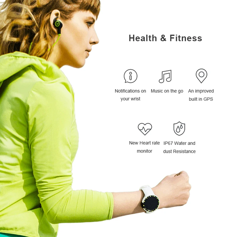 Ticwatch S Glacie Smart Watch Android Wear 2.0 MTK2601 Bluetooth 4.1 WIFI GPS Moving Music Heart Rate IP67 Water Resistant Watch