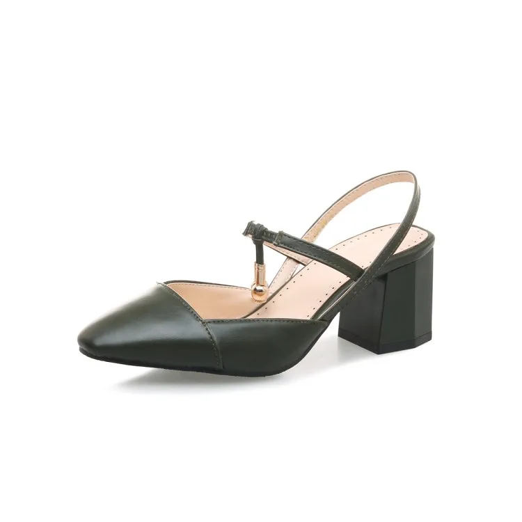 Большие размеры 34-46; женские летние босоножки; женская обувь; zapatos mujer; туфли-лодочки на толстом каблуке с острым носком; sandalias mujer feminina - Цвет: as photo