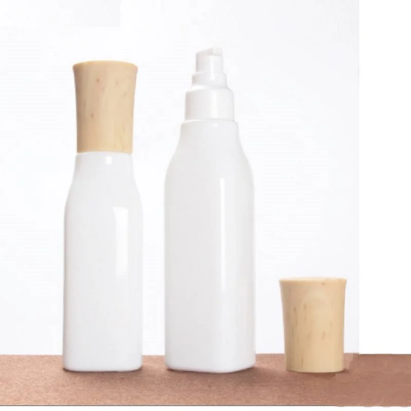 Glass Spray Bottle Empty Emulsion Pump Cosmetic Packaging Container Square Shape Toner Press Refillable Bottles