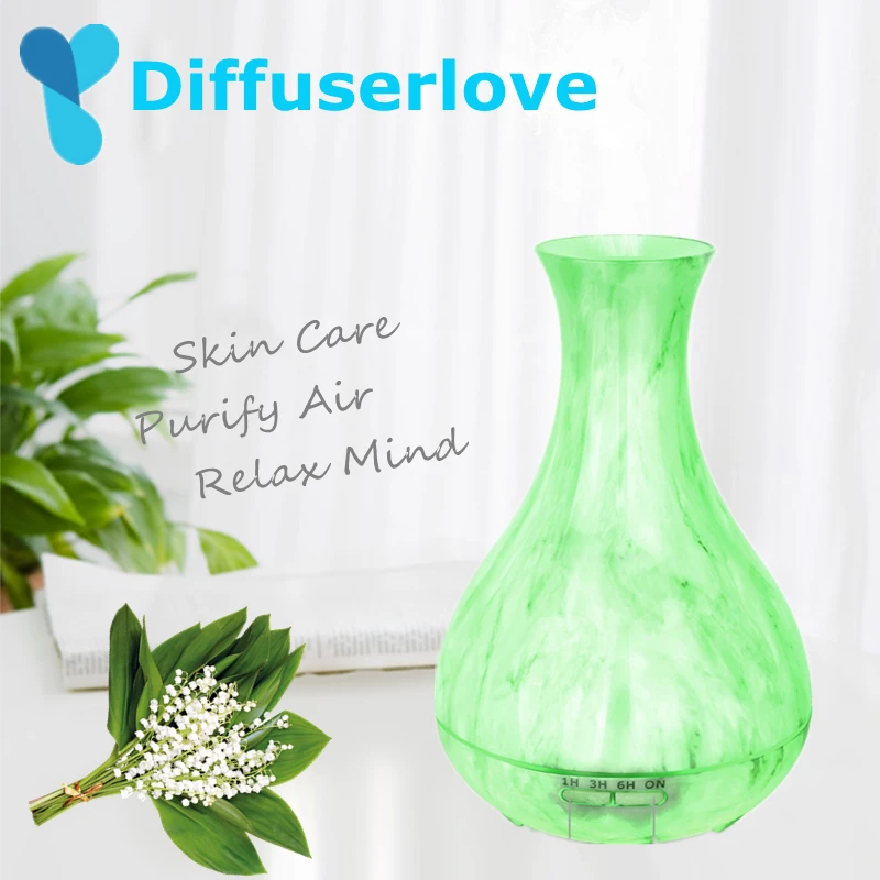 

Diffuserlove 550ML Ultrasonic Air Humidifier Wood Grain Aroma Essential Oil Diffuser with 7 Color Changing LED Light for Home