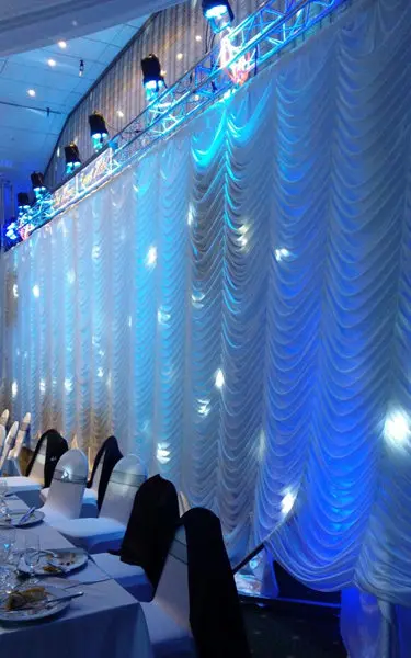 Express free 10ftx20ft Wedding Party Stage Background Decorations Wedding Curtain Backdrop Drapes In Ripple Design White Color