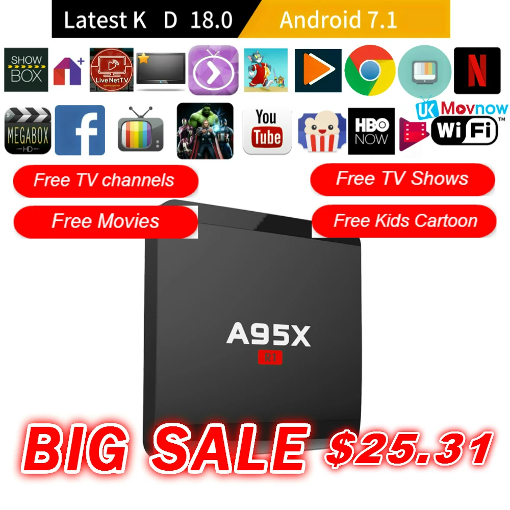 

A95X R1 Android TV BOX Android 7.1 OS Amlogic S905W TV Box 4K 1G/2G 8G/16G Quad Core 4K HDMI 2.4G Wifi Smart TV Box Media Player