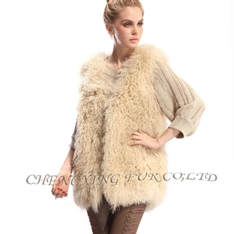 

CX-G-B-83G Mongolian Lamb Fur Real Fur Vest Women