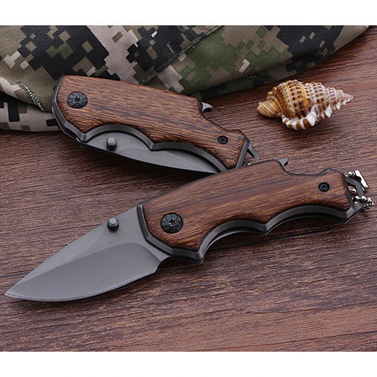 

Band New Folding Knife Hunting Wood Handle Survival Camping tool Tactical Folding Pocket Knife 440C Stainless Steel knives
