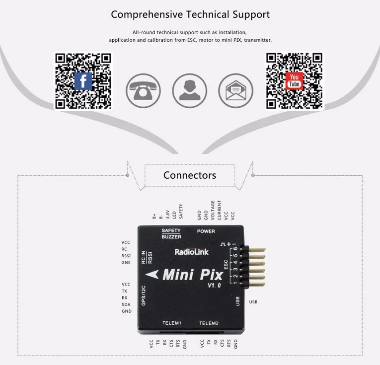 CRMOY новая мини система управления полетом PIX Mini Pixhawk с PDB зуммер для FPV Racing