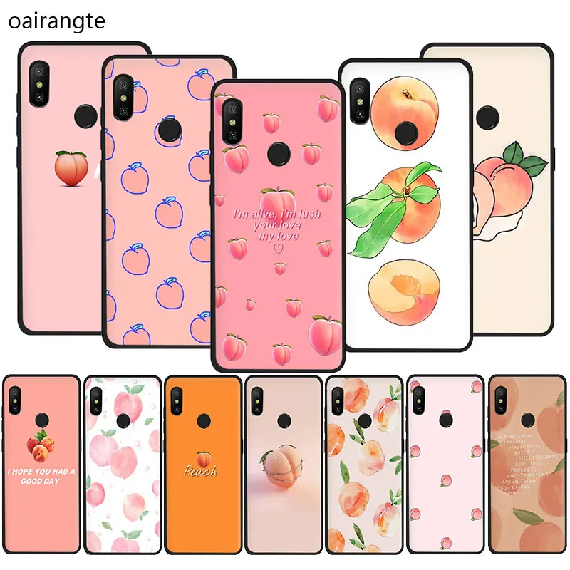 

Pink Peach Soft TPU phone cover case for Redmi K20 4A 4X 5 6 5A 6A 7 Go Note 5 6 7 8 Pro