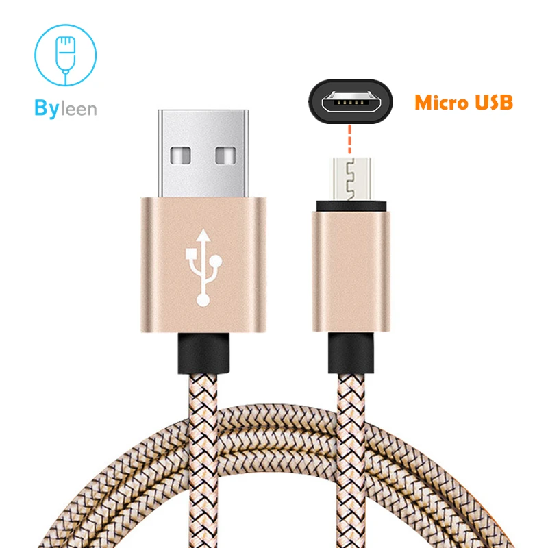 Byleen, нейлон, длина 1/2 м, быстрая зарядка, микро USB зарядное устройство, линия синхронизации данных для samsung Galaxy E7 E5 A7 A5 A3 J7 J5 J1 /