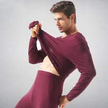 Feilibin, зимние мужские кальсоны, мужское нижнее белье, набор трусов и термика с длинным рукавом, простое мягкое Мужское нижнее белье с v-образным вырезом